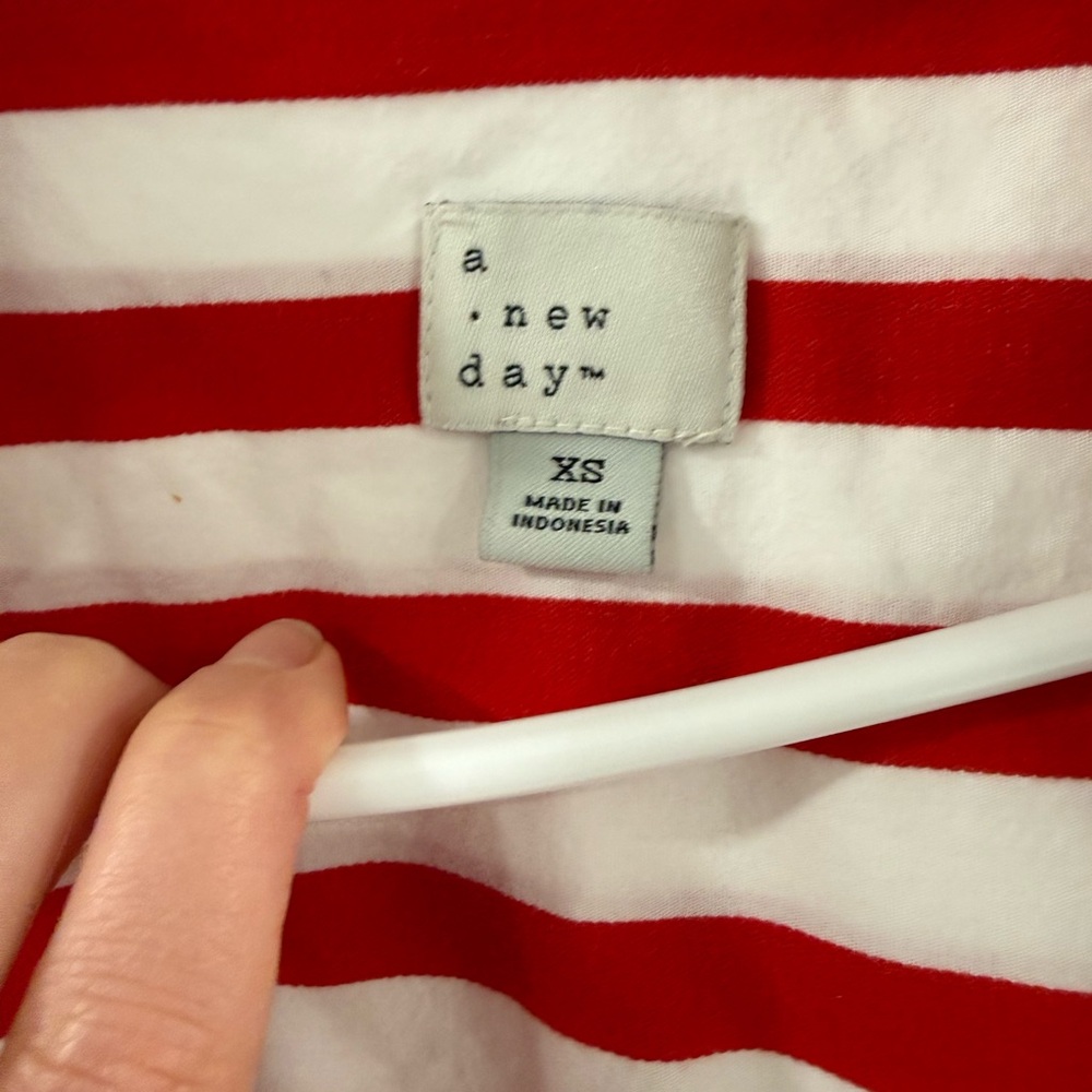 Red and White Striped Button-Up Shirt size XS - Picture 4 of 4